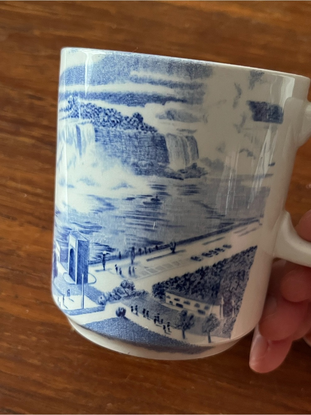 J&G Meakin Blue and White Niagara Falls Porcelain Mug